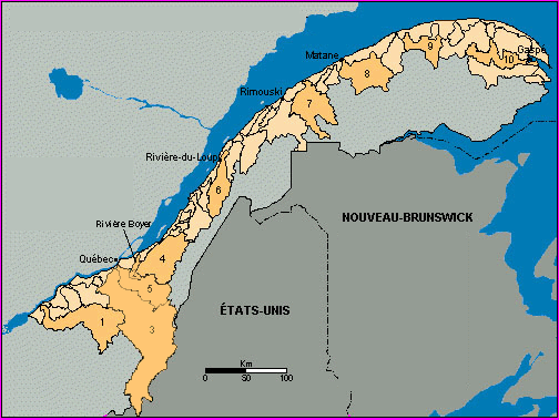 Carte - Rgion hydrographique du Saint-Laurent sud-est (02)