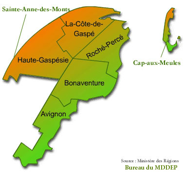 Rgion de la Gaspsie-Iles-de-la-Madeleine - Carte : Ministre 