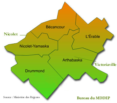 Rgion du Centre-du-Qubec - Carte : Ministre des Rgions